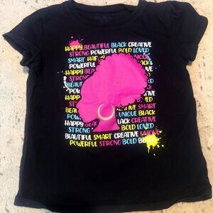 The Children's Place Black Tee with Pink and Yellow Graphic